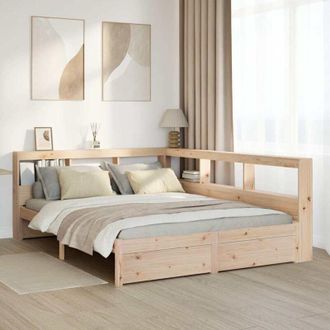 vidaXL Cama Con Estanter&iacute;a Sin Colch&oacute;n Madera Maciza De Pino 140x200cm Vidaxl