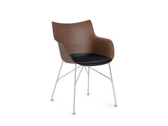 Kartell Q/Wood Poltroncina - Legno Scuro/Nero/Cromo