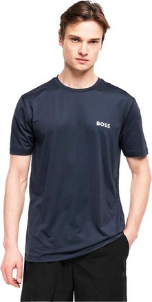 HUGO BOSS Heren Wedstrijd Logo Crew Hals T-shirt (Marine)