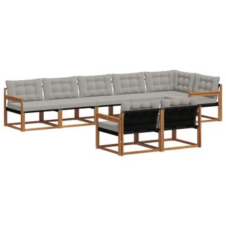 vidaXL Conjunto De Sof&aacute;s De Exterior 8 Pcs Gris Natural Y Claro Vidaxl