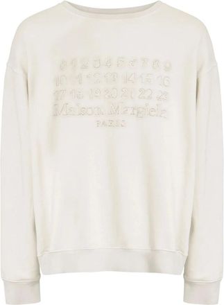Maison Margiela Witte katoenen sweater met lange mouwen - Heren - Sweatshirts - Wit - 2XS - Katoen - Hoodies & sweatvesten