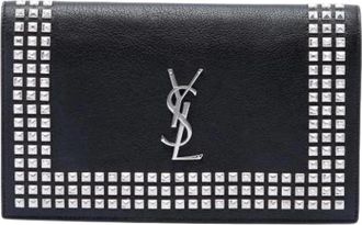 Saint Laurent Pre-owned Studded Clutch - Dames - Vintage Clutch - Zwart - ONE Size - Leer - Vintage