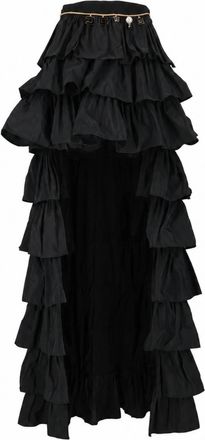 Elisabetta Franchi Ruffled High-Low Chain Detail Skirt