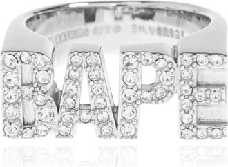 A Bathing Ape Silver Logo Ring - Heren - Ringen - Grijs - 58 MM - Accessoires