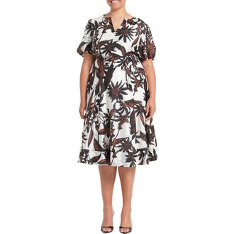 Estelle Mabel Floral Print Fit and Flare Dress in Cedarbloom at Nordstrom, Size 16W