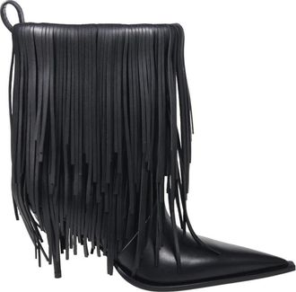 Balenciaga Heeled Boots, female, Black, Size: 10 US Avenue Fringe Bootie