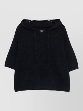 Fabiana Filippi cashmere wool glitter-effect short-sleeve hooded jumper