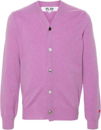 Comme Des Garçons heart-patch wool cardigan - unisex - Wool - S - Purple