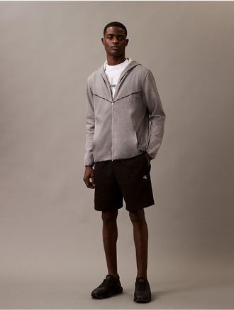 Calvin Klein Jeans Calvin Klein Mens Fleece Logo Piping Classic Zip Hoodie - Grey - XS