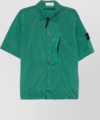 Stone Island comfort fit nylon metal short sleeve overshirt zip