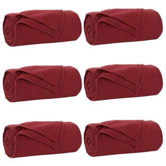 vidaXL Mantitas De Sof&aacute; 6 Pcs Rojo Burdeos 170 X 130 Cm Lana Vidaxl