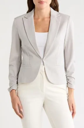 Amanda + Chelsea Stripe Scrunch Sleeve Jacket in Tan/White at Nordstrom Rack, Size X-Small