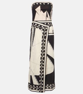 Johanna Ortiz Printed strapless midi dress