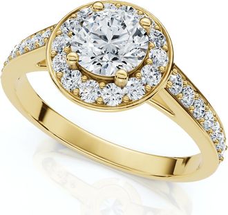 Pompeii3 1Ct Diamond Halo Engagement Ring 14k Gold or Platinum Lab Grown EF/VS