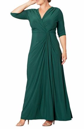 Kiyonna Romanced by Moonlight Glitter A-Line Jersey Gown in Hunter Green at Nordstrom, Size 4X