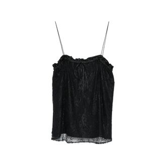 The Nina Studio Lace-detail Ruffled Top