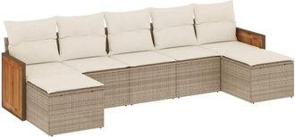 vidaXL Set Sof&aacute;s De Jard&iacute;n 7 Piezas Y Cojines Rat&aacute;n Sint&eacute;tico Beige Vidaxl