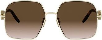 Fendi FF Diamonds 58mm Gradient Square Sunglasses in Shiny Endura Gold /Brown at Nordstrom