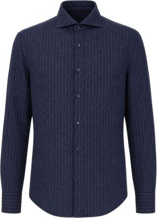 Brunello Cucinelli Overhemden, Heren, Blauw, M, Casual Shirt