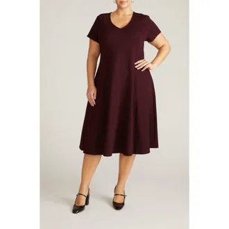 Universal Standard Lucinda Ponte Dress in Black Cherry Red at Nordstrom, Size Xs