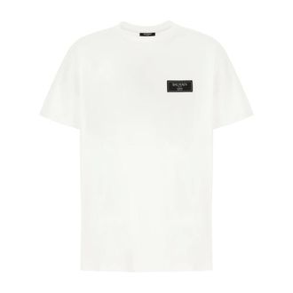 Balmain T-Shirts, male, White, Size: S Logo T-Shirt