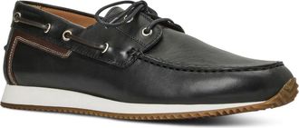 Aquatalia Lido Boat Sneaker in Black Calf at Nordstrom, Size 11.5