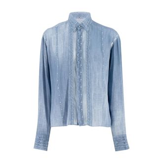 Ermanno Scervino Denim Shirts, female, Blue, Size: 2XS Vintage Lace Shirt