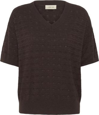Cream Gebreide kleding - Dames - V-hals truien - Bruin - S - Truien & Vesten