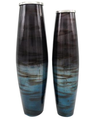 A&B Home Discontinued A&B Home Set Of 2 Veneta Glass Vases