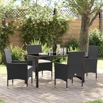 vidaXL Vidaxl - Conjunto De Comedor De Jard&iacute;n Con Coj&iacute;n 5 Pcs Negro Polirat&aacute;n
