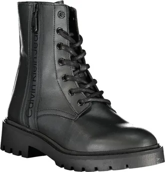 Calvin Klein Lace-Up Polyurethane Ankle Boot - Black