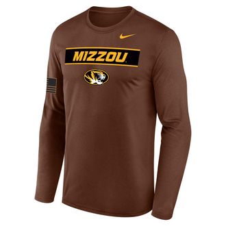 Nike Missouri 2026 Military Appreciation Legend Nike Mens Dri-FIT College Long-Sleeve T-Shirt in Brown | IV9892-255