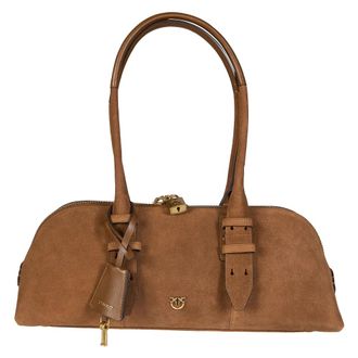 Pinko Bowling Baguette Big Vitello - Dames - Schoudertassen - Bruin - ONE Size - Katoen - Tassen