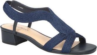Easy Street Festival Block Heel Slingback Sandal in Navy Woven at Nordstrom, Size 6.5