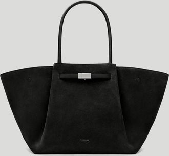 DeMellier The New York in Black Suede With Silver Hardware Leather Shoulder bag