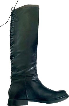 Miu Miu Black Leather Lace back Knee High Boots Size 38
