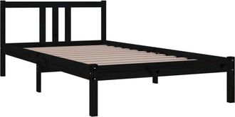 vidaXL Bed Frame without Mattress Black Solid Wood 100x200 cm Vidaxl