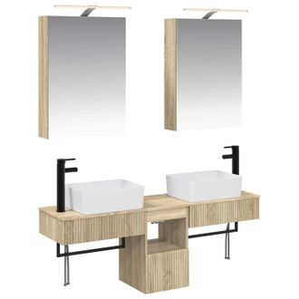 vidaXL Juego De Muebles De Ba&ntilde;o 5 Pcs Roble Sonoma 50 X 14,5 X 70 Cm Vidaxl