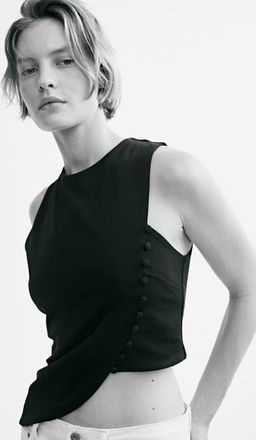 H&M Asymmetric Jersey Top in Black at Nordstrom, Size X-Small