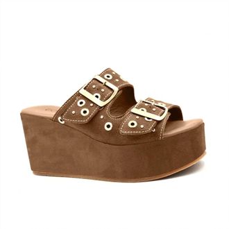 Cordani Womens Jayne Platform Wedge Slide Sandal In Fango Suede