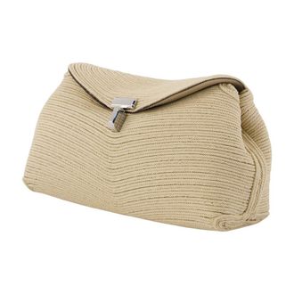 Toteme Womens Mini T-Lock Rope Clutch - Toteme Canvas Beige Bags Clutches