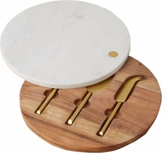 Be Home Garnet Swivel Board And Cheese Set In Gold