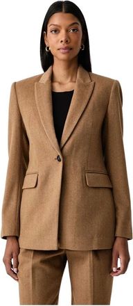 Twinset Blazer de mezcla de lana con estampado de espiga - Jackets - Mujer - Marr&oacute;n - L