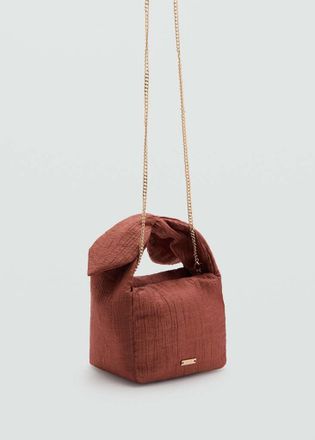 Mango Borsa mano bambula fiocco arancione tostato - Donna - Taglia unica - MANGO