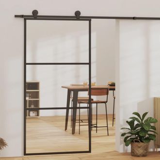 vidaXL Vidaxl - Puerta Corredera Con Herrajes Esg Vidrio Y Aluminio 102x205 Cm