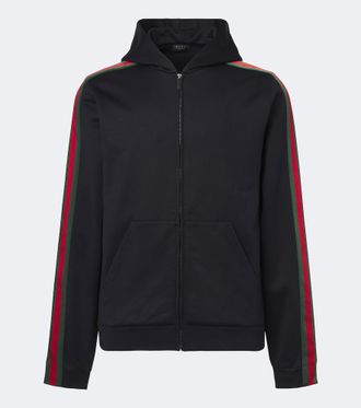 Gucci Web Stripe silk and cotton jersey hoodie