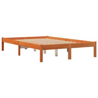 vidaXL Cama Sin Colch&oacute;n Madera Maciza De Pino Marr&oacute;n Cera 140x200 Cm Vidaxl