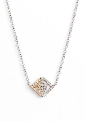 Bony Levy Diamond Pavé Triangle Pendant Necklace in White Gold/Yellow Gold at Nordstrom, Size 18 In
