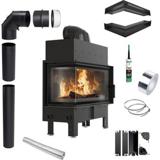 Kratki Lufteckkamin KRATKI FLOKI 12kW links &Oslash;200 schwarz Montageset