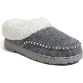 Dearfoams Nyla Felted Plaid Moccasin Toe Clog Slipper in Light Heather Grey at Nordstrom, Size X-Large